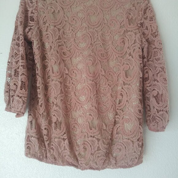 PerSeption Concept women's size S pink lace blouse - Picture 6 of 14